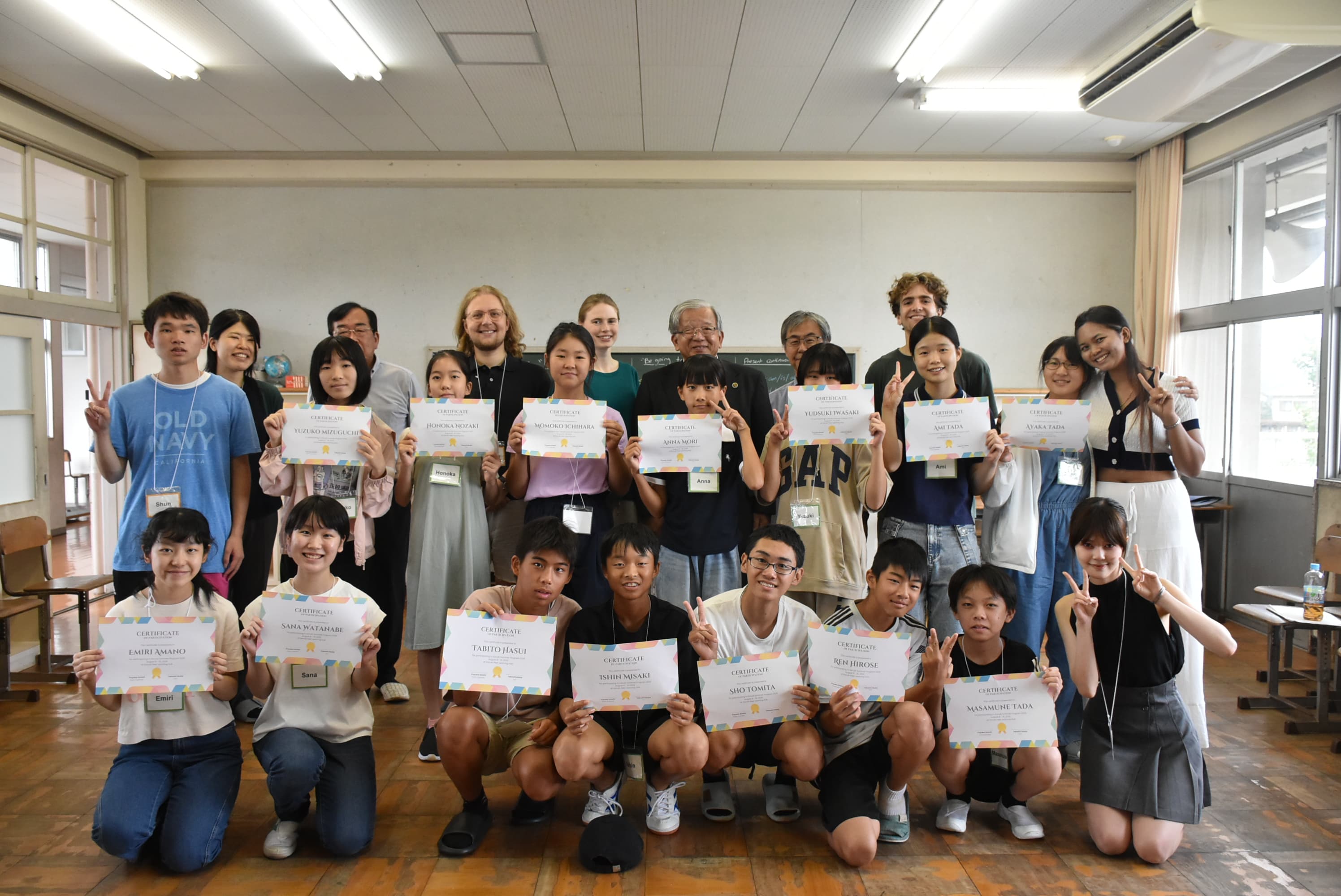 Students with their completion certificates at camp