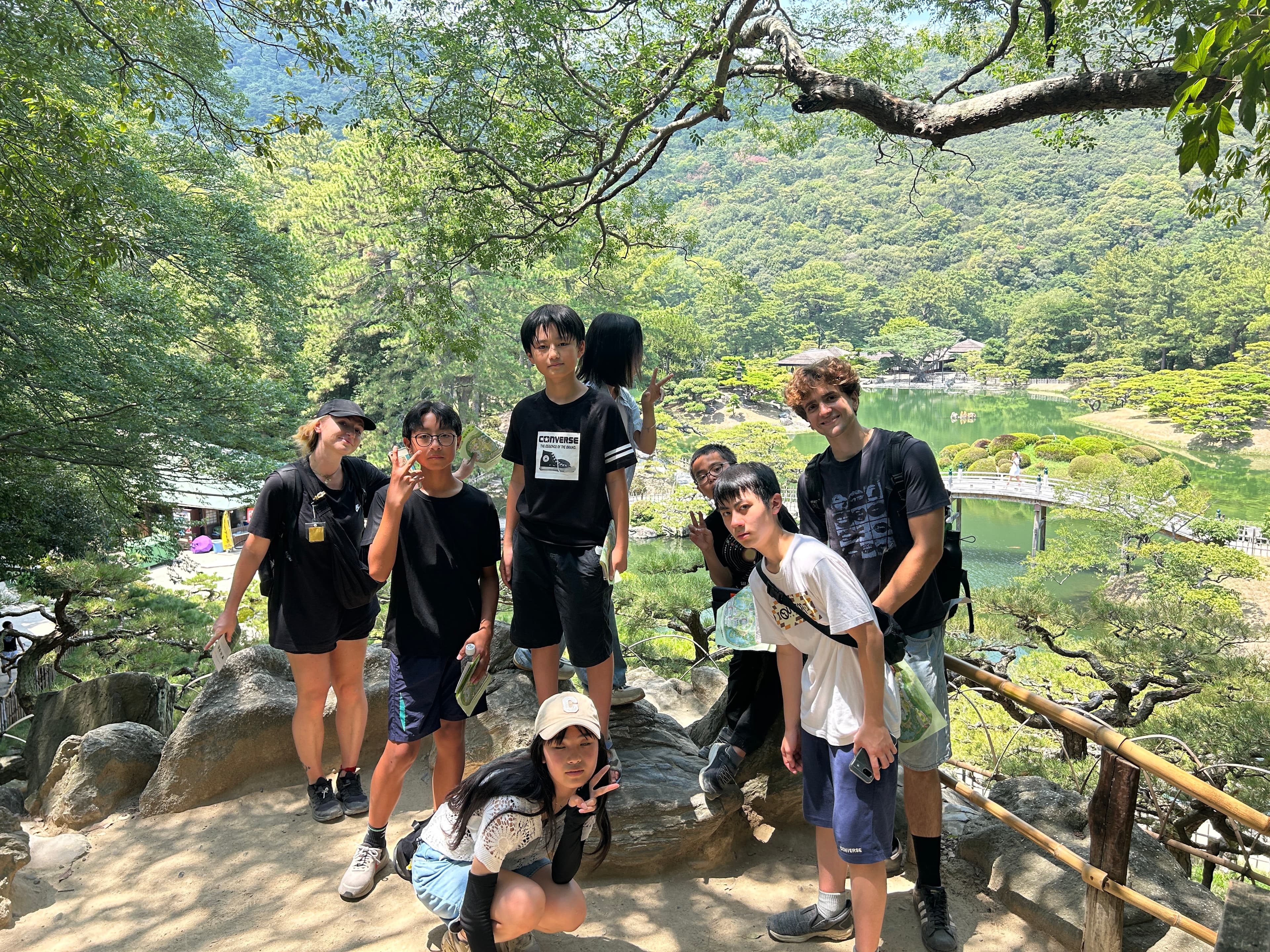 The group at Ritsurin Garden, one of Japan's finest landscape gardens